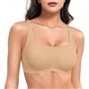 ZAAYO Reggiseno da donna senza ferretto, coppe piene imbottite, senza cuciture, push up, scollo quadrato, con forte tenuta imbottita, con reggiseno extra, cachi, S