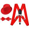 Alizeal Bretelle elastiche da 2,5 cm 3 Clip Suspender e Bow Tie Set con cappello per bambini-Rosso