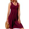 Rayson Abiti Donna Estivi Casual Vestiti Maniche Senza Abiti Elegante Mini Abito a Pieghe Vestito Scollo a U Maniche Senza T Shirt Dress Estiva Donna Miniabito(Bordeaux,S)