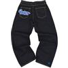 ORANDESIGNE Jeans Uomo Larghi Cargo Men's Jeans Hip Hop Pantaloni Larghi Denim Pantaloni a Gamba Larga Streetwear Blu S