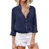 SHEKINI Camicia Lino Donna Camicetta Elegante Maniche Lunghe Cotone Blusa Scollo a V Top Camicette Abbigliamento Ufficio