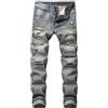 Generico Jeans Uomo Estivi Leggeri Slim Fit Pantaloni Jeans da Strada Pantaloni Hip-Hop retrò A Tubo Dritto Slim Fit 3XL
