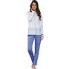 Leo Corsetteria Pigiama Donna Cotone Caldo Serafino Senza Polsini Fantasia Fiori Marca Linclalor Taglia 46 Colore Azzurro Blu 4807