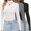 Ekouaer Donna Confezione da 3 Maglie Termiche a Maniche Lunghe con Collo Alto Elasticizzate Aderenti T-Shirt Nero + Grigio + Bianco S