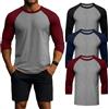 Geyoga Confezione da 3 Magliette da Uomo A Manica 3/4, Girocollo, Stile Baseball, Traspiranti E Sportive