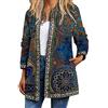 ORANDESIGNE Giacca Stile Vintage da Donna Cappotto con Stampa Floreale in Stile Etnico Autunno Giacche Cardigan a Fiori Bohémien di Taglia Larga con Tasche M Blu 3XL