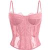 Dealmore - Corsetto per donne, in pizzo, con spalline sottili, per uscire, appuntamenti, feste, Rosa, X-Small