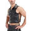 Ausing Uomo Maglietta in Pelle Nero Camicia Ecopelle Senza Maniche Canotta Sportiva Lattice T Shirt Palestra Slim Fit Maglia Fitness Bodybuilding Top Lucida Brillante PVC Discoteca Club Bottoni S