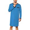 Uniexcosm Maglie Pigiama Uomo, Camicia da Notte Manica Lunga Uomo Girocollo con Bottoni, Pigiami e Abbigliamento da Notte da Uomo con Tasca sul Petto per Casual Ospedale Casa