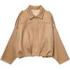 Generico Giacca Moto Donna Bomber Softshell In Finta Pelle Giubbotto Moto Casual Utility Con Risvolto Trench Primavera Inverno Caldo Moda Giacca Vintage Camoscio Maniche Lunghe Con Cerniera Cappotto