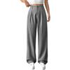 shownicer Pantaloni Donna Eleganti Vita Alta Gamba Dritta Palazzo Tinta Unita Comodi Business Pants A Grigio Chiaro XS