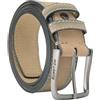 No Limits Cintura Uomo in Vera Pelle Scamosciata Con Doppia Cucitura, Alta 4 cm, Fibbia Nickel Free, Accorciabile, Con Scatola, Sabbia
