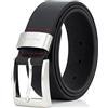 Pierre Cardin 70007 40 mm Wide Black or Brown Leather Belt, Größe/Size:145, Farbe/Color:marrone
