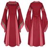 Bauzuoyo Abito medievale con maniche a tromba da donna, costume vintage rinascimentale, maxi gonna a vita alta, abito da sera elegante, abito gotico vittoriano