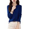 Chanyarn Donna 100% Lana Merino Maglie Termiche Maglietta Girocollo Manica Lunga Viaggio Escursionismo T-Shirt Termiche Base Layer (Navy Blue,S)