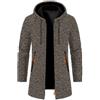 generisch Cardigan da uomo lungo felpa con chiusura lampo, giacca invernale lavorata a maglia, vestibilità normale, cardigan di grandi dimensioni, cappotto tradizionale, cappuccio invernale, giacca leggera