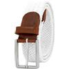 Lindenmann Cintura elasticizzata da uomo, cintura intrecciata in tessuto per il golf, bianca