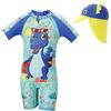 Cheerful Mario 1-7 Anni Costum da Bagno Intero con Cappello da Sole per Bimbo Bimba UV Costume Piscina Bambino Bambnina Chiusura Zip