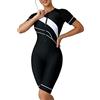 Generico Costumi Intero Donna Mare Nascondi Pancia Muta da surf da donna color block Rash Guard UPF 50 al ginocchio Costume Mare Donna Costume Nuoto Costume Intero Donna Brasiliana Completo (Black, M)