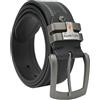 No Limits Cintura Uomo in Vera Pelle con Doppia Cucitura, Alta 4 cm, Fibbia Nickel Free, Accorciabile, Con Scatola, Nero