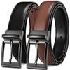 CHAOREN Cintura Uomo Pelle, 1 Cintura Nero/Marrone - 2 Colori in 1 Cinta, Reversibile Con Fibbia Girevole 32mm per Abito e Business