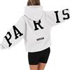 pdodo Felpa Oversize con Cappuccio da Donna, Pullover Invernale Y2K con Cappuccio in Thermofleece con Stampa sul Retro, Felpa con Cappuccio a Maniche Lunghe, Felpa con Tasche, Bianco 2# XXL