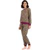 Viterbo Biancheria Pigiama Donna Caldo Cotone Interlock MII2467 Manica Lunga E Pantalone Lungo Animalieur Maculato (Beige Scuro, L)