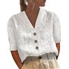 Onsoyours Donna Camicetta in Lino Cotone Estive Camicie Manica 3/4 con Bottoni Tunica Solidi con Risvolto Blouse Canotta Elegante Blusa Top Camicie Z3 Bianco M
