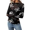 Generico Estate Pizzo Maglia Top Trasparente Farfalla Punti D' Design Bluse e Camicie da Donna Blusa Donna Pizzo Elegante Manica Lunga Sexy Camicia Transparente Festa Maglietta a Rete (White, S)