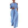 Generic Tuta Donna Elegante Monopezzi E Tutine Da Donna Lunghe a Gamba Larga Pantaloni Abito Senza Maniche Jumpsuit Estivo Tasche Vita Alta Jumpsuit Cocktail Overall Cerimonia Con Maniche Corte