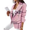 Onsoyours Donna Manica Lunga Colletto Risvolto Cappotto Elegante Ufficio Business Blazer Top Tinta Unita Slim Fit Giacca con Pulsante Corto OL Carriera Tailleur Giacca C Rosa L