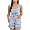 sarcia.eu Disney Pigiama da Donna, Pigiama Estivo a Due Pezzi con Spalline, 100% Cotone Oeko-Tex (IT, Testo, L, Regular, Regular, Disney Stitch & Angel)