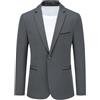 YOUTHUP Giacca da Uomo Slim Fit Blazer 1 Bottone Monopetto Formale Business Suit, Grigio, S