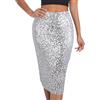 BALAYSIER Gonna Paillettes Donna con Fodera Gonne Brillantinata a Vita Elastica e Zip Gonna-Glitter per Feste Rave(Argento,S)