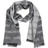 Emporio Armani Sciarpa lettering jacquard all over - 625060 CC786 00635 Blu Grigio - cm. 185 x 43 Orlo sfrangiato