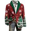 pvucpot Blazer Natalizi da Uomo Blazer Natalizie Rossa Elegante Giubbotto Uomo di Natale Cappotti Natalizia Festivo Aperto Sul Fronte Invernale Giacca Natalizio Stampa per Business Capodanno Natale