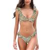 SHEKINI Costume da Bagno Donna Sexy V Profonda Bikini Beachwear Ruffles Flounce Regolabile Costumi da Bagno Due Pezzi Mare e Piscina(XL, Stampa Arancione)