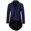 ZDSUHYIW Gothic Frack - Cappotto lungo da uomo, stile vittoriano, stile vintage, smoking medievale, per feste di carnevale, Halloween, cosplay, Blu mare, S