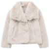 ZhuiKun Cappotto Donna in Pelliccia Sintetica Calda Morbida Legera Giacca Corto con risvolto Cardigan a Manica Lunga
