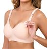 CMTOP Reggiseno Allattamento Donna Senza Ferretto e Senza Cuciture, Scollo a V Morbido con Imbottito Reggiseni Allattamento, Premaman maternità Gravidanza Bralette con Estensioni Extra(Beige,S)