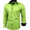 Baxboy R-44, camicia da uomo a maniche lunghe, slim fit, facile da stirare, per lavoro, matrimonio, tempo libero verde s