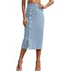 Seiveini Gonna di Jeans da Donna a Vita Alta Retro Midi Denim Con Spacco Estate Dritto Elastica per Il Tempo Libero A Azzurro S
