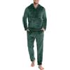 Lovasy Pigiama Pile Uomo Caldo con Cappuccio Pigiami Due Pezzi Invernale | Comodo Pigiama Lungo Completo Casual per Casa con Tasche S-XXL