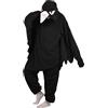 SIYUE Onesie Costume Relaxo Jumpsuit Corvo Adulto Pigiama Donna Uomo Costume Animale Crow Pigiama Natale Carnevale Halloween, Nero , S