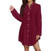 Generic Vestito Donna Elegante Lungo Casual Abiti Estivi Camicie Autunnali Abiti da Donna Abbottonatura Arrotolata a Maniche Lunghe Abbigliamento da Spiaggia Vestito Lungo Estivo Casual (Wine XXL)