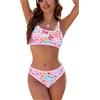 SHEKINI Donna Bikini Set Floral Stampa Frusta Cucitura Colore Blocco Due Pezzi Costumi da Bagno Alta Vita Cravatta Indietro Costumi da Bagno