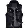 ORANDESIGNE Gilet per Uomo Vintage Strappato Gilet di Jeans da Uomo Fresco Senza Maniche Giacca Jeans Capispalla F Nero XXL