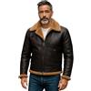 Infinity Leather Uomo Marrone Zenzero B3 RAF Montone Shearling Volante Pelle Aviatrice Bomber Giacca
