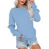 PLOKNRD Donna Felpa con Tasche Leggera Senza Cappuccio Maglia Tempo Libero Sport Basic Casual Style(Azzurro,XL)