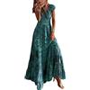 Peuignao Vestito Lungo Donna Abito Lungo Donna Estivo Elegante Vestiti da Donna Abiti Lunghi Estivi Donna Eleganti Maxi Abito Svasato Bohemien Casual Vestito Floreale Boho Spiaggia Donna Manica Corta Vert L